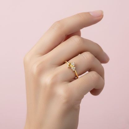 Radiant Crest Gold Ring