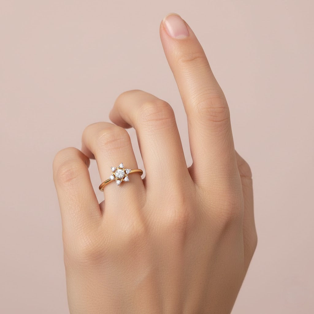 Classic Gold Cluster Diamond Ring