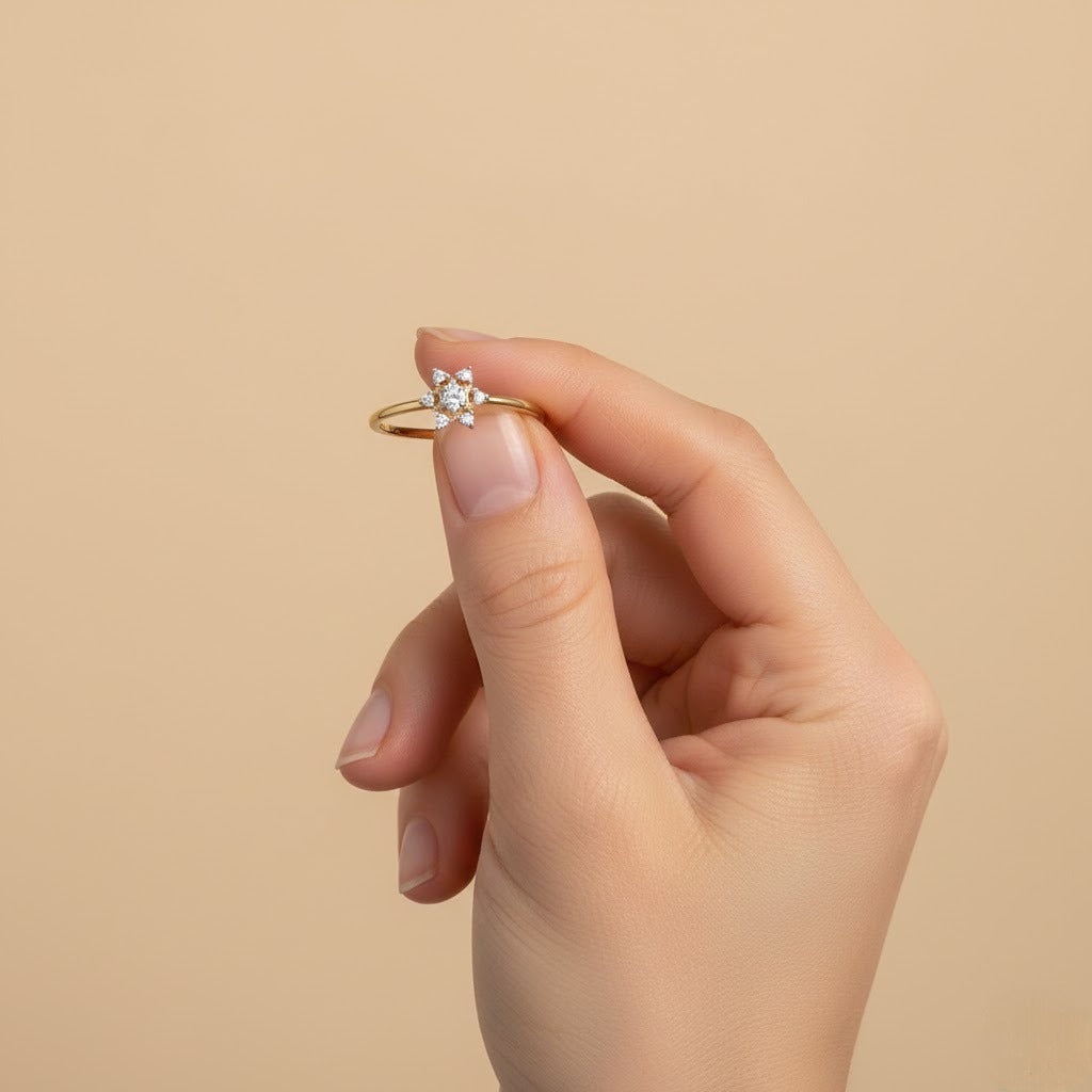 Classic Gold Cluster Diamond Ring