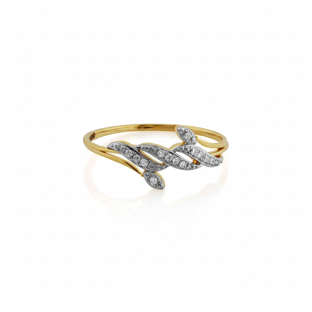 Graceful Gold Leaf Diamond Ring