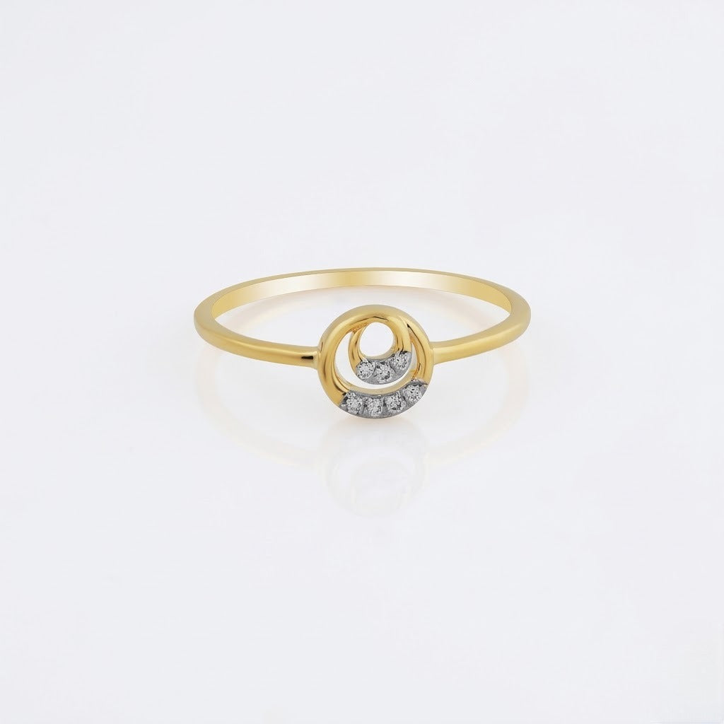 Circular Double Knot Bar Diamond Gold ring