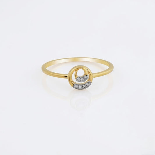 Circular Double Knot Bar Diamond Gold ring