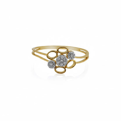 Contemporary Cluster Halo Diamond Gold Ring