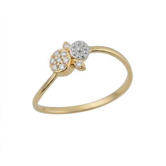 Dual bloom cluster diamond gold ring