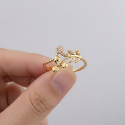 Floral Leaf Diamond Gold Ring