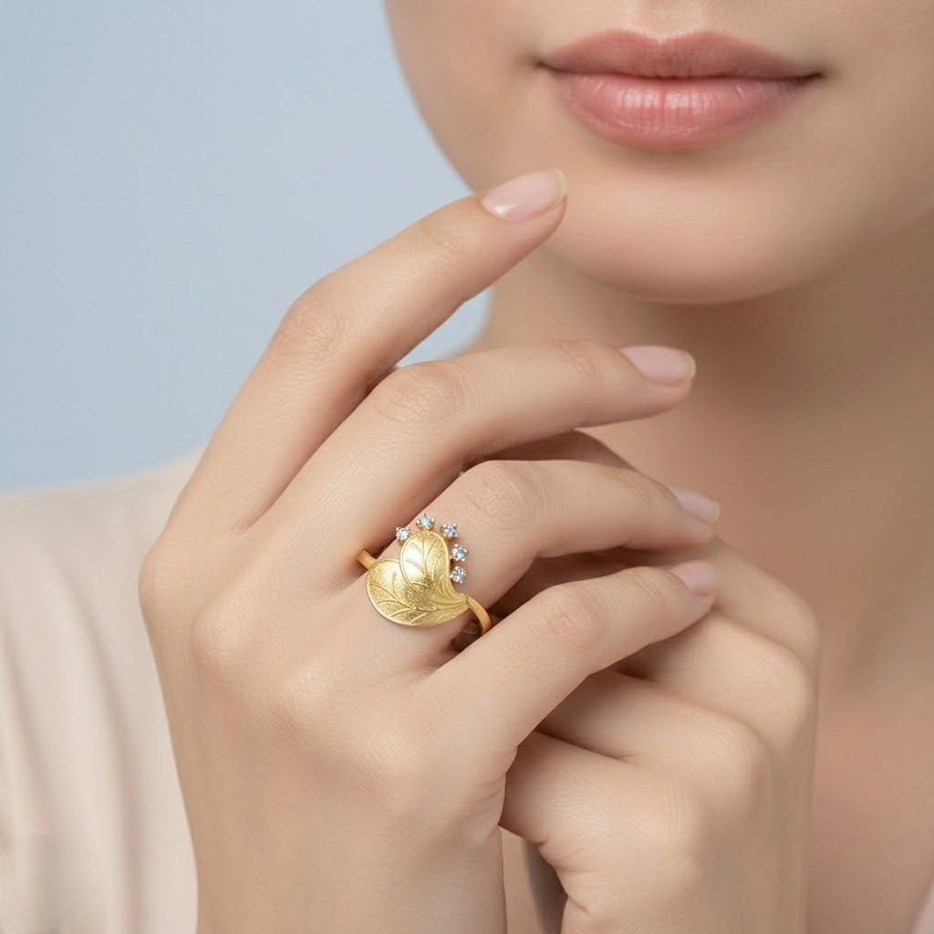 Nature Bloom Leaf Diamond Gold Ring