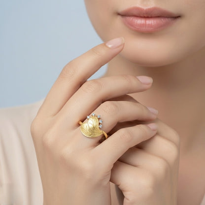 Nature Bloom Leaf Diamond Gold Ring