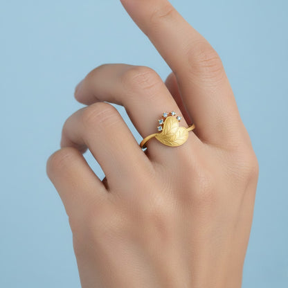 Nature Bloom Leaf Diamond Gold Ring