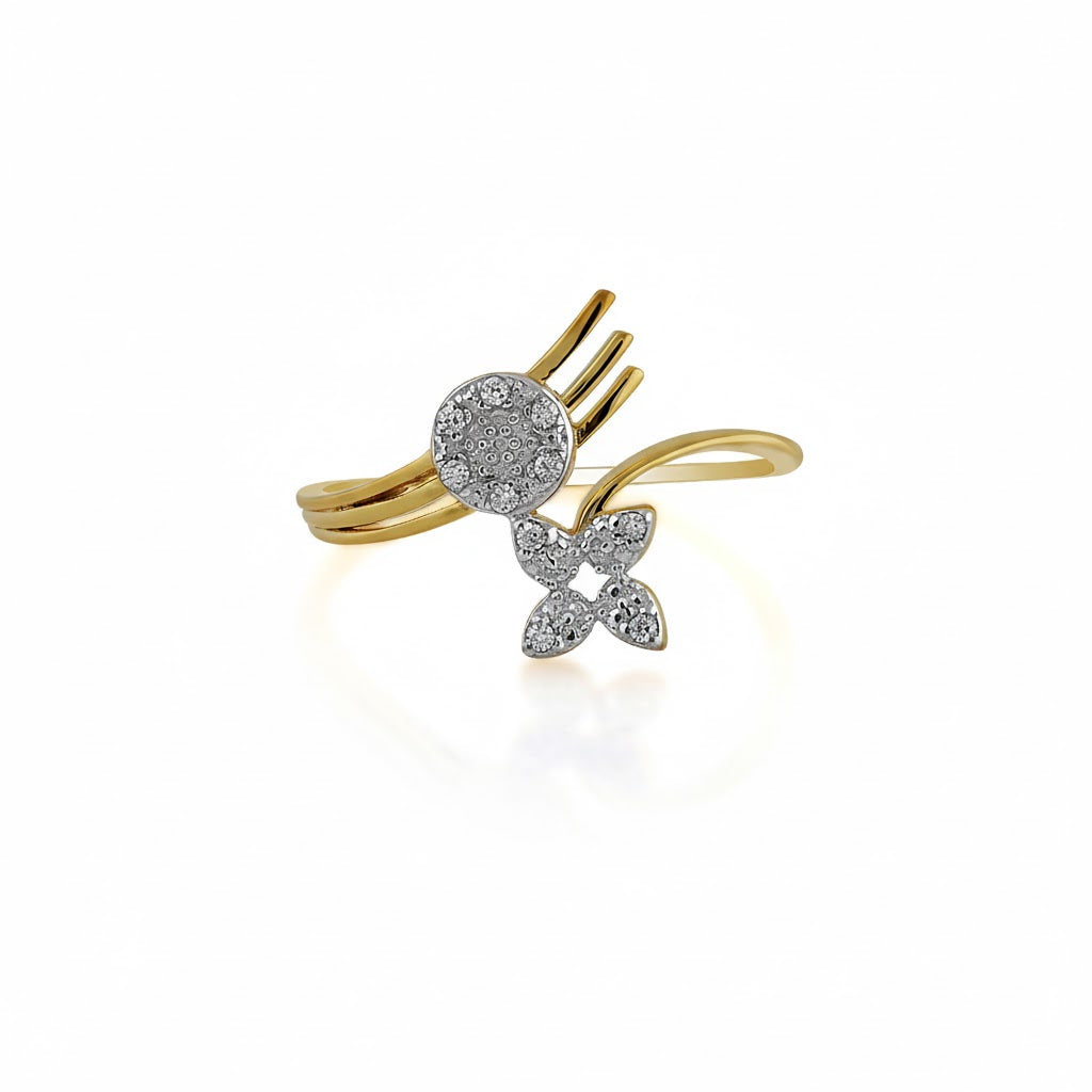 Abstract floral motif Diamond Gold Ring