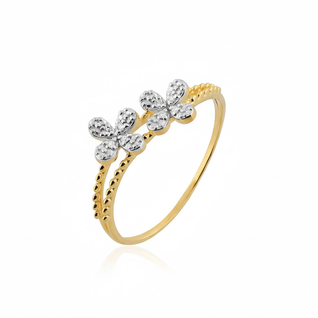 Vintage Floral Cluster Harmony Diamond Gold Ring