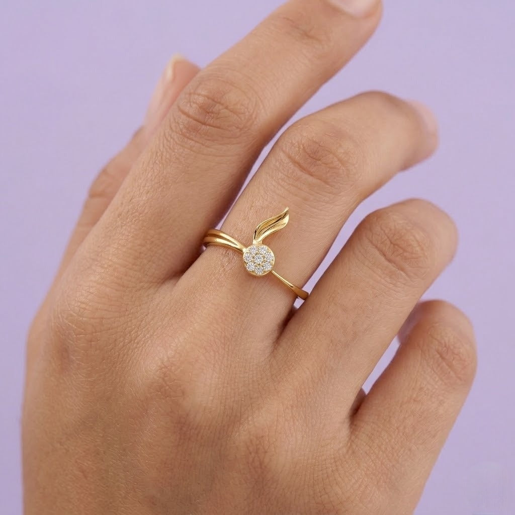 Rising Flame Motif Diamond Gold ring
