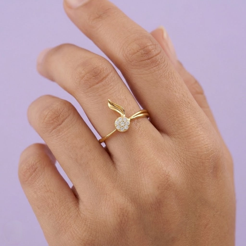 Rising Flame Motif Diamond Gold ring