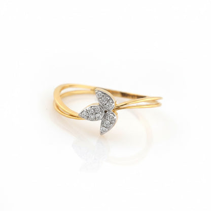 Leaf Twist Diamond Gold Ring