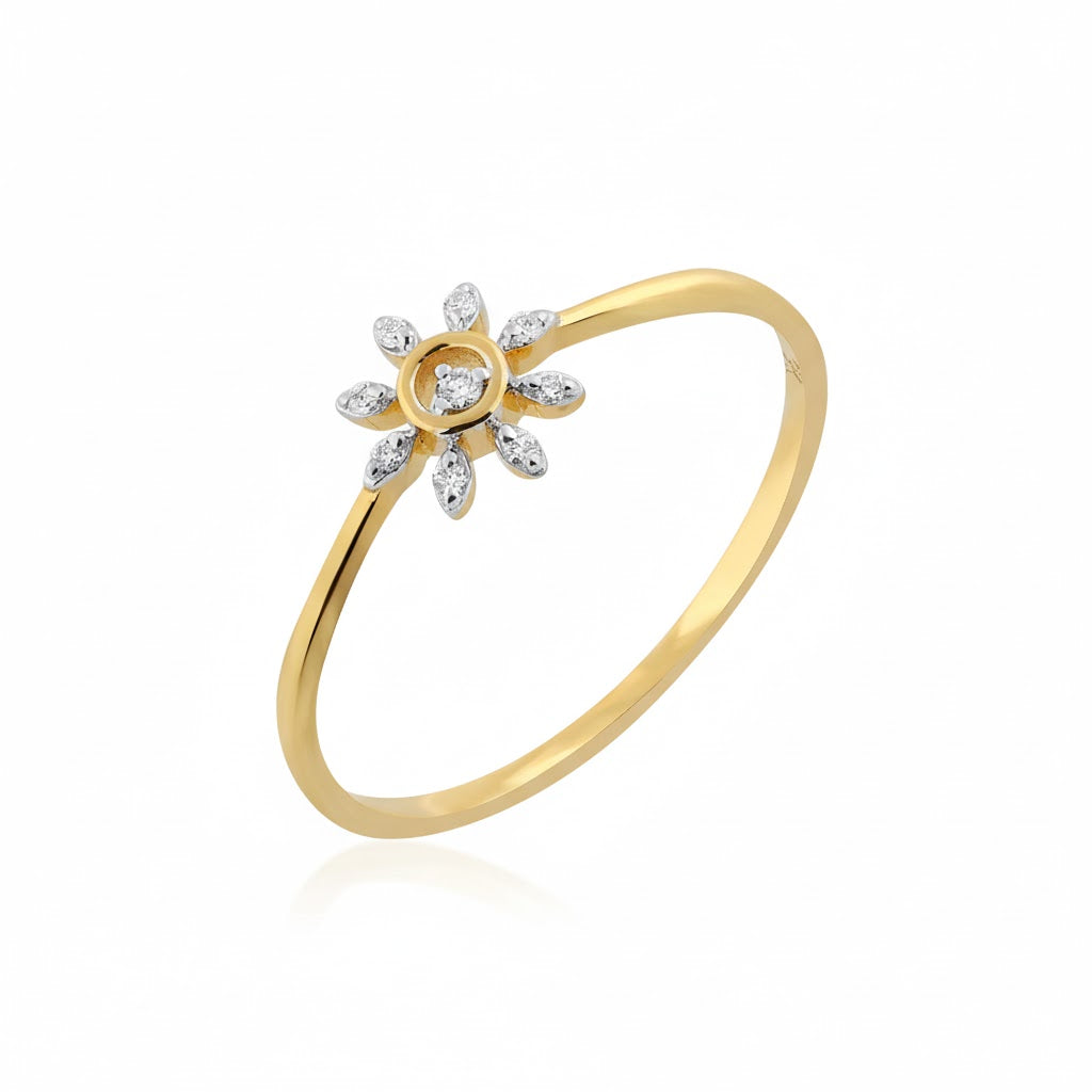 Elegant Gold Floral Diamond Ring