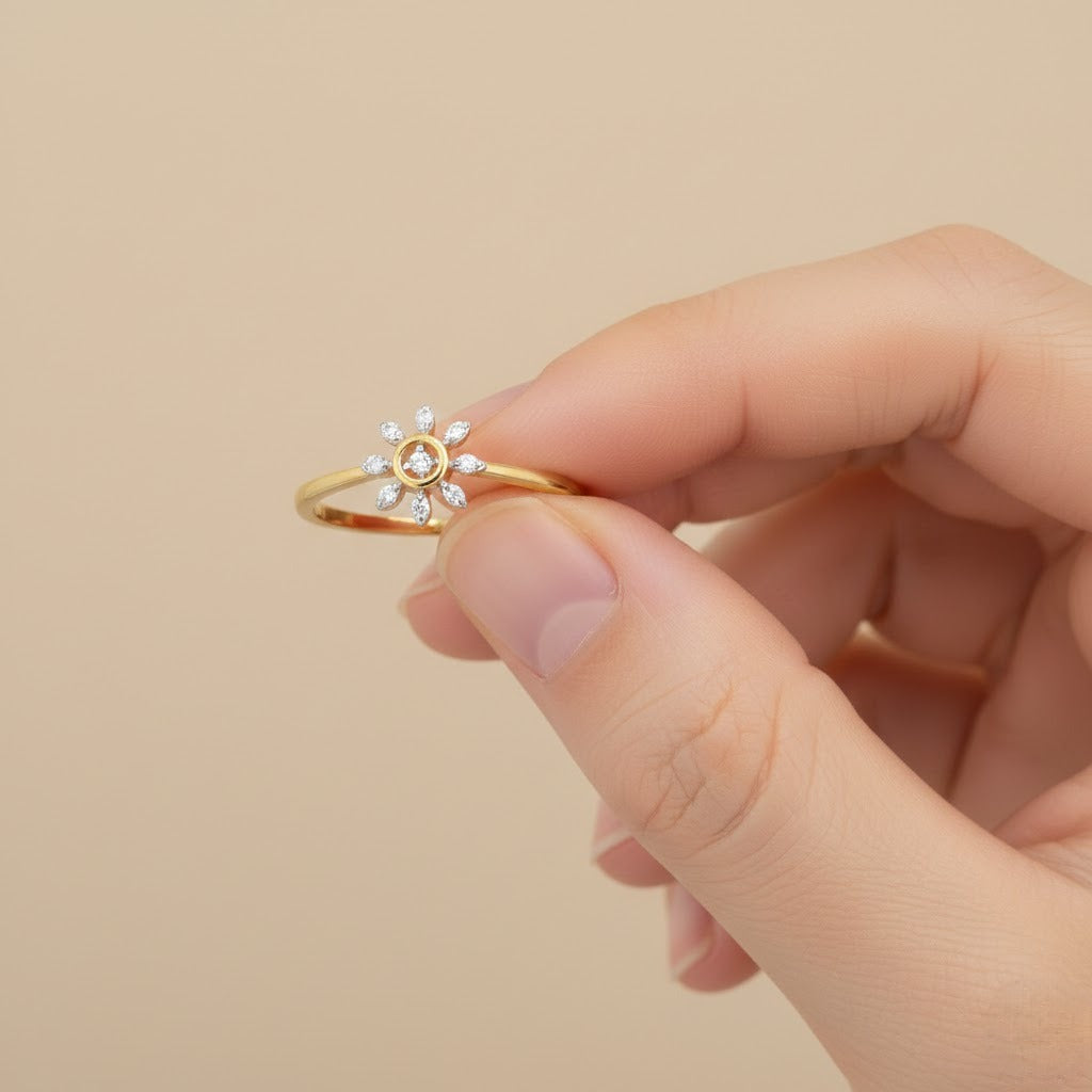 Elegant Gold Floral Diamond Ring