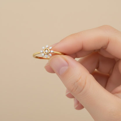 Elegant Gold Floral Diamond Ring