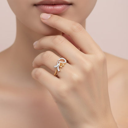 Elegant Gold Swirl Diamond Ring