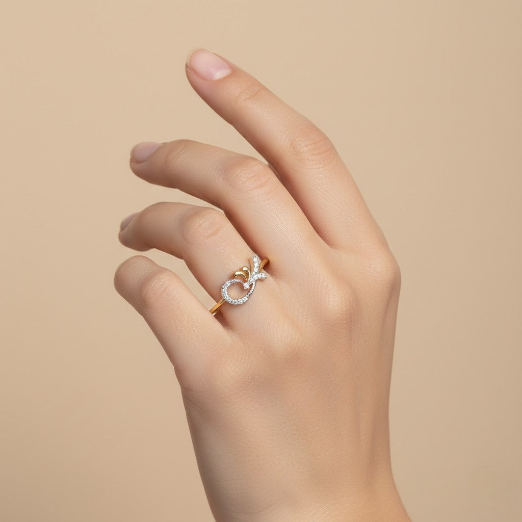 Elegant Gold Swirl Diamond Ring