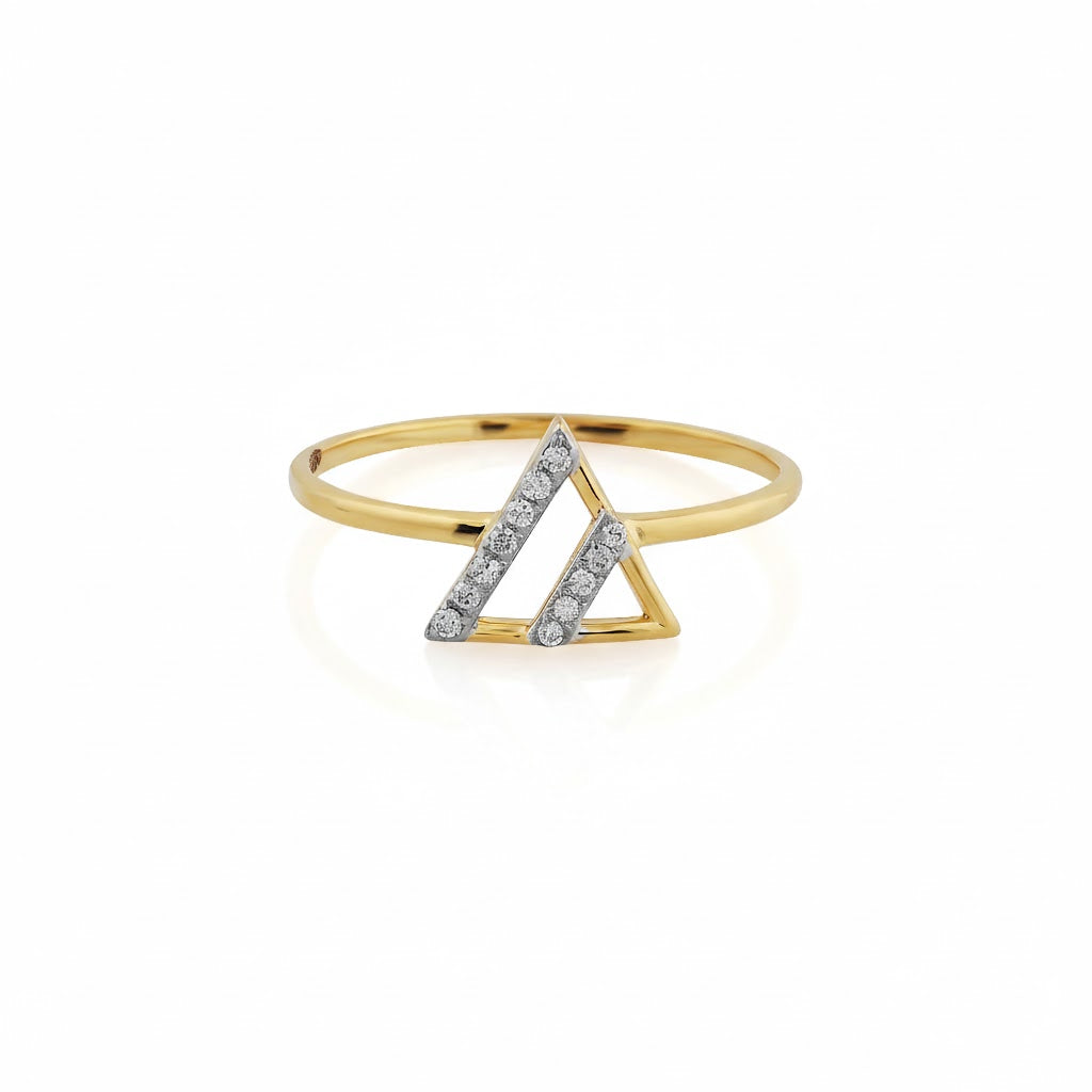 Geometric Gold Triangle Diamond Ring