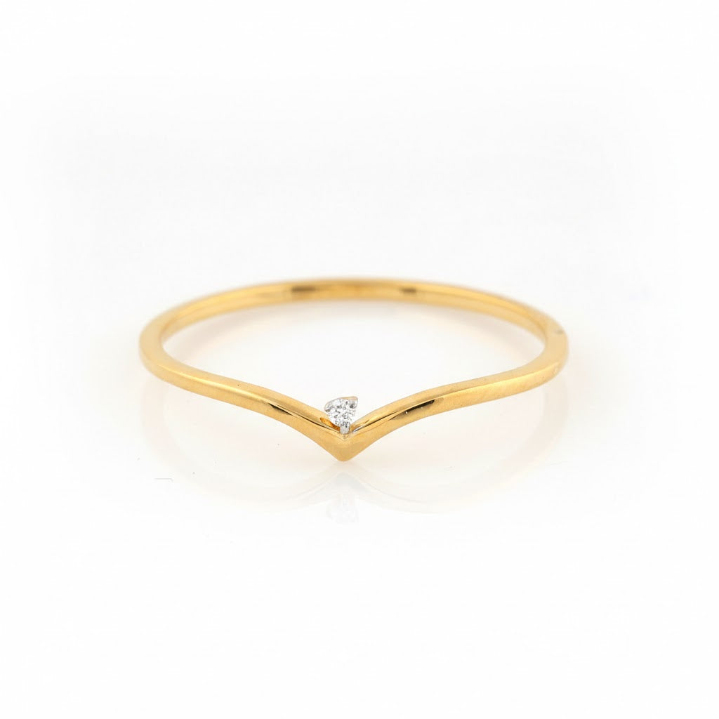 Chevron Curve Diamond Gold Ring