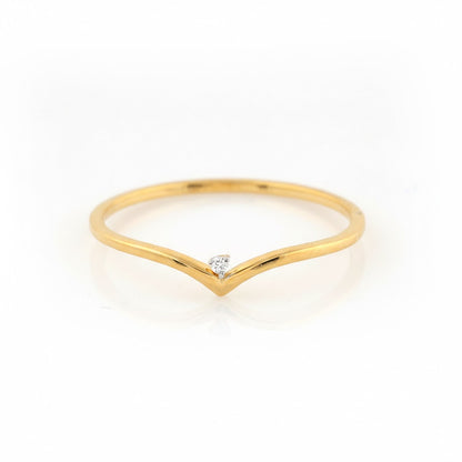 Chevron Curve Diamond Gold Ring