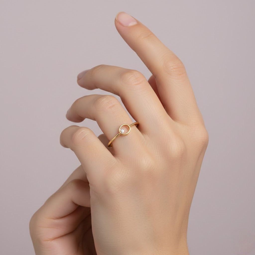 Minimal Gold Oval Diamond Ring