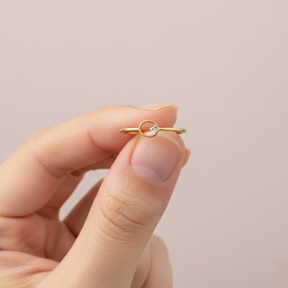 Minimal Gold Oval Diamond Ring