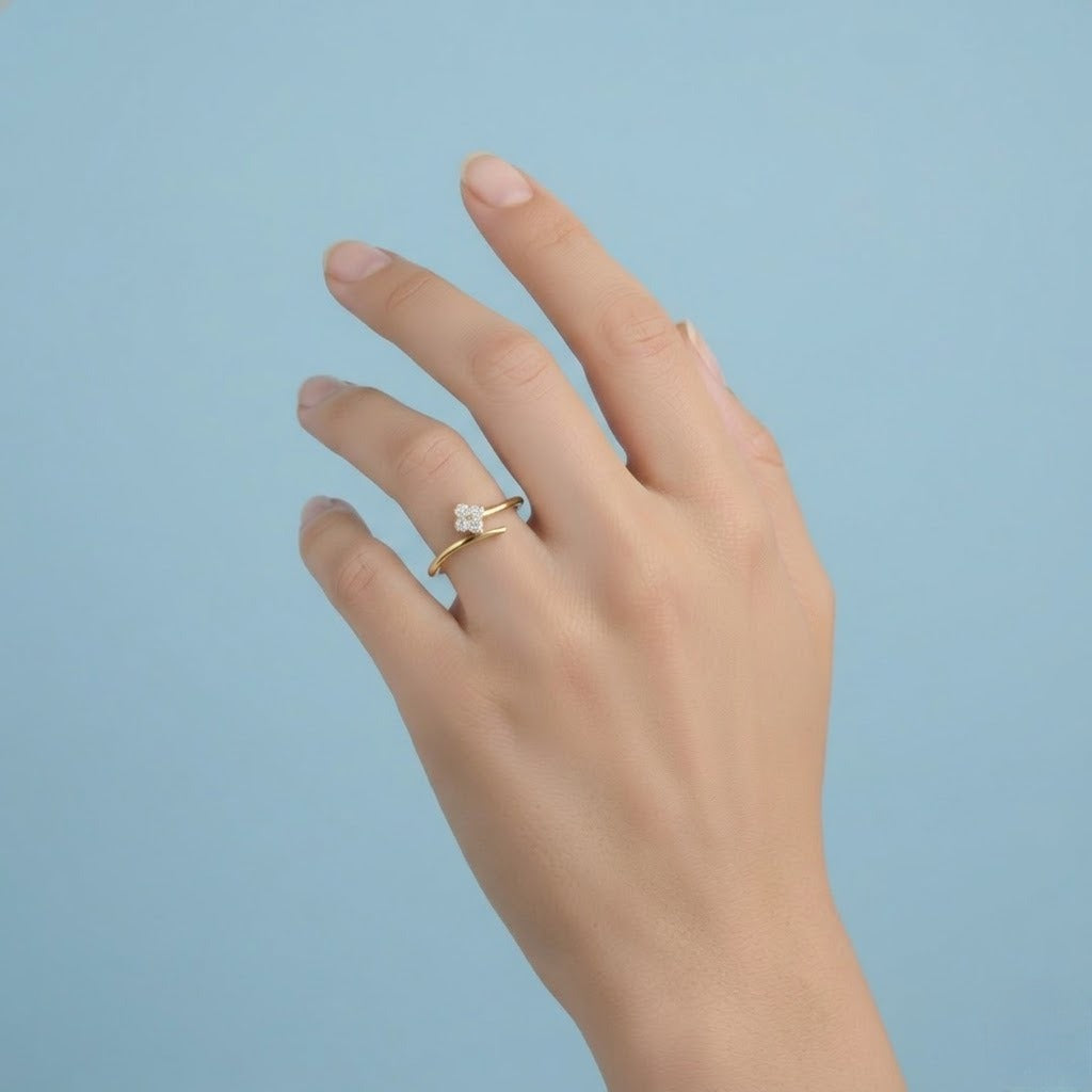 Flowing Blossom Accent Diamond Gold ring