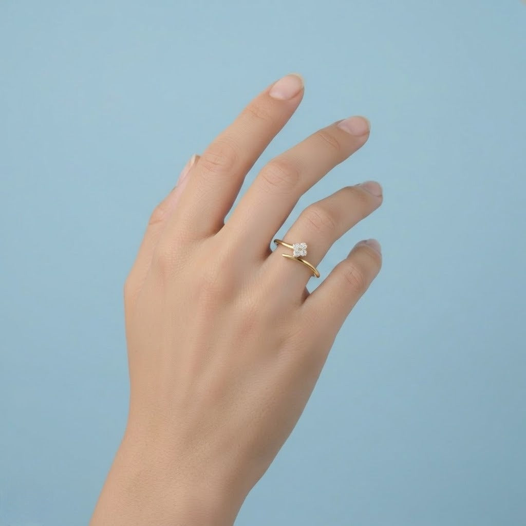 Flowing Blossom Accent Diamond Gold ring