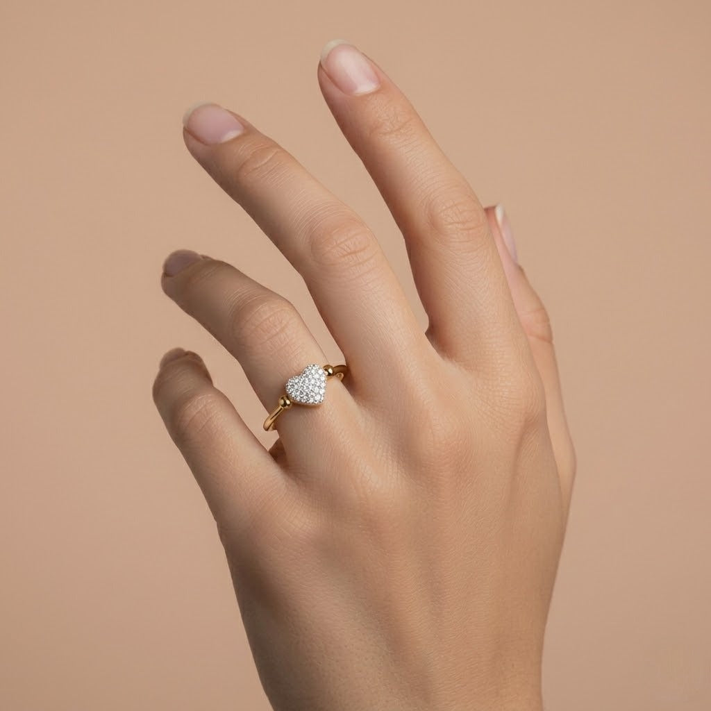 Sparkling Heart Diamond Ring