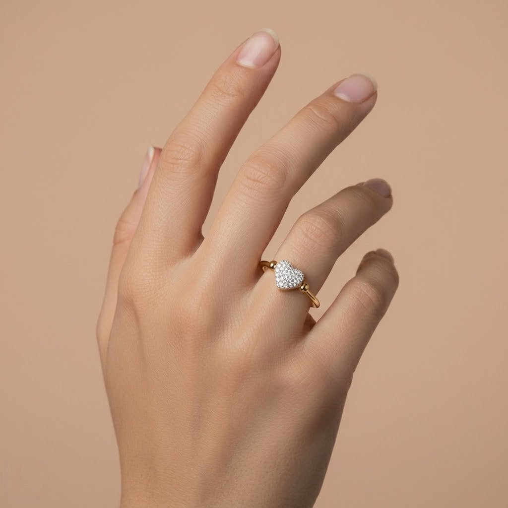 Sparkling Heart Diamond Ring