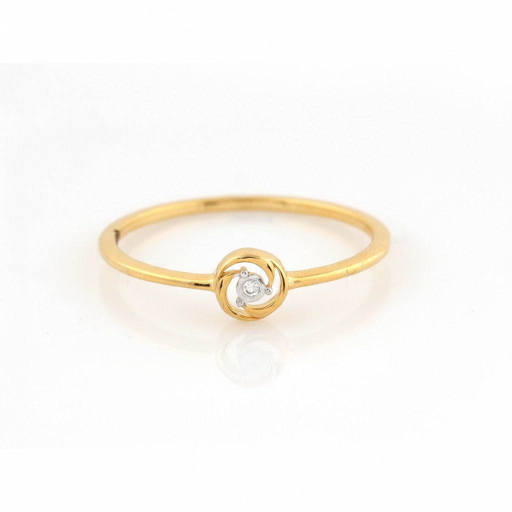 Swirl Knot Center Diamond Gold Ring