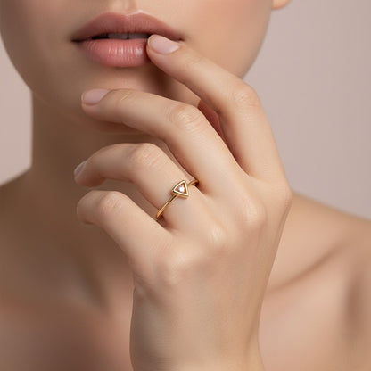 Inverted Triangle Accent Diamond Gold ring