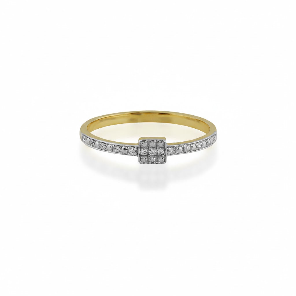 Classic Square Spark Diamond Gold Ring