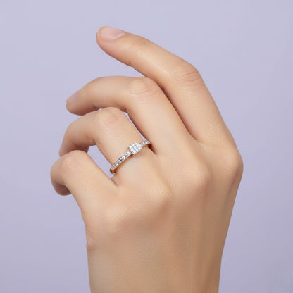 Classic Square Spark Diamond Gold Ring