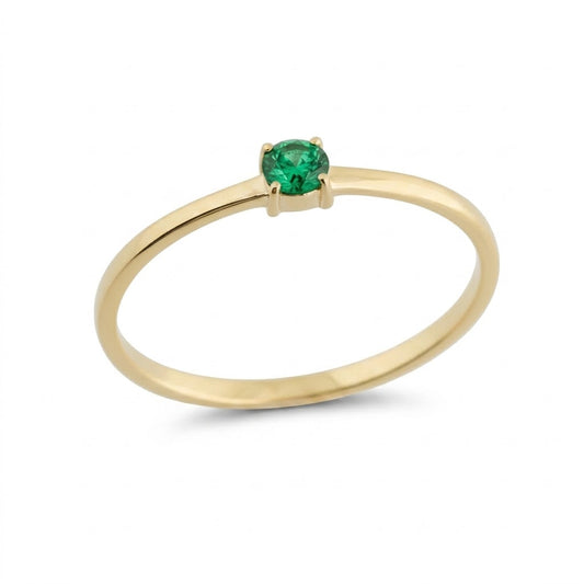 Minimal Emerald Charm Gold Ring