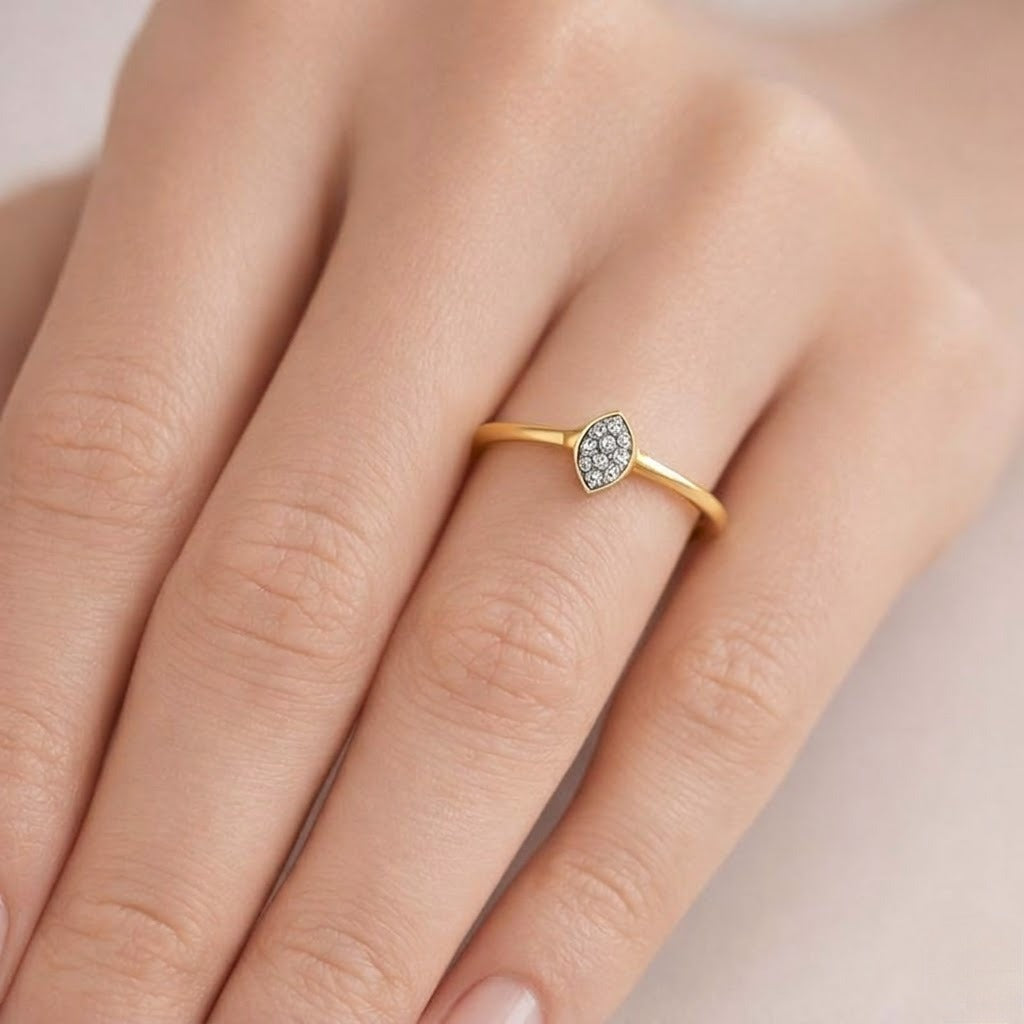 Sleek marquise cluster diamond gold ring
