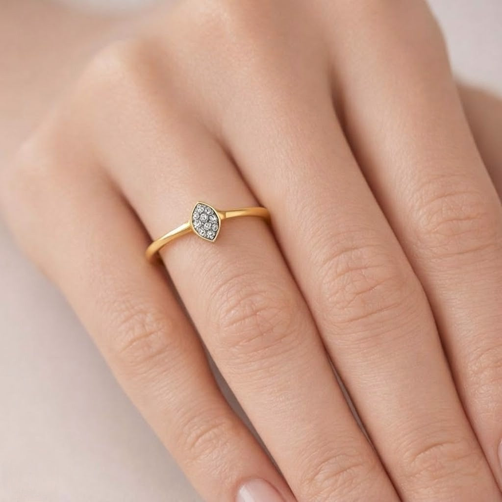 Sleek marquise cluster diamond gold ring