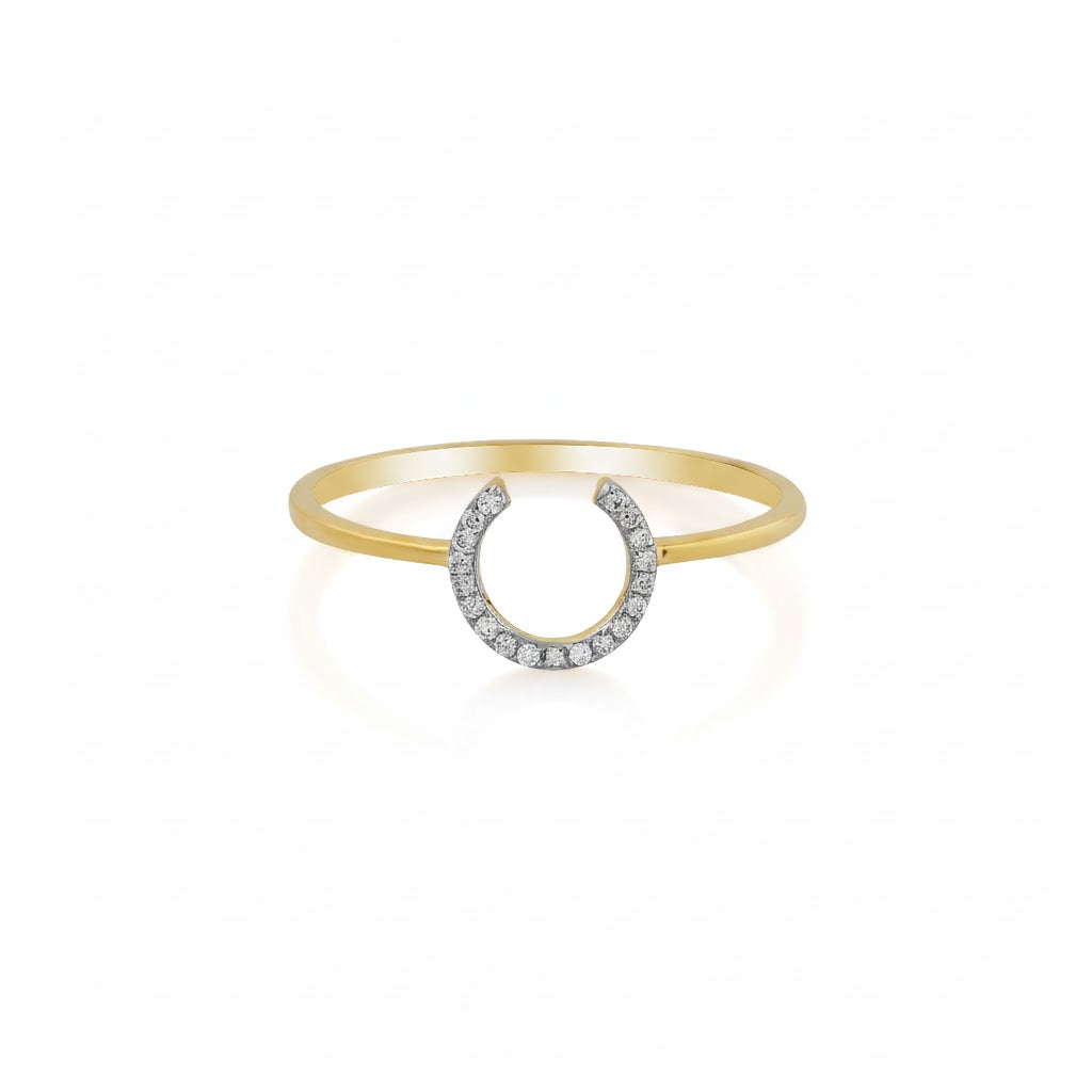 Open C Curve Diamond Gold Ring
