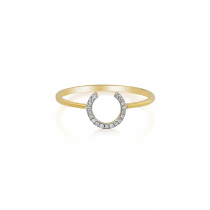 Open C Curve Diamond Gold Ring