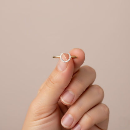 Open C Curve Diamond Gold Ring