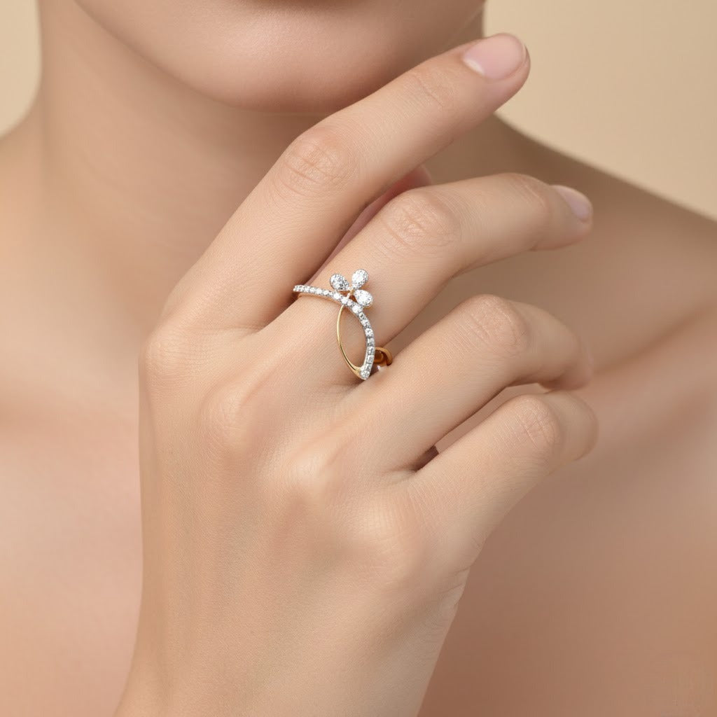 Floral Vine Diamond Gold Ring