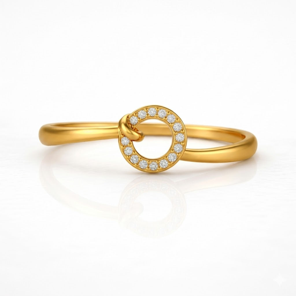 Modern Gold Circular Diamond Ring
