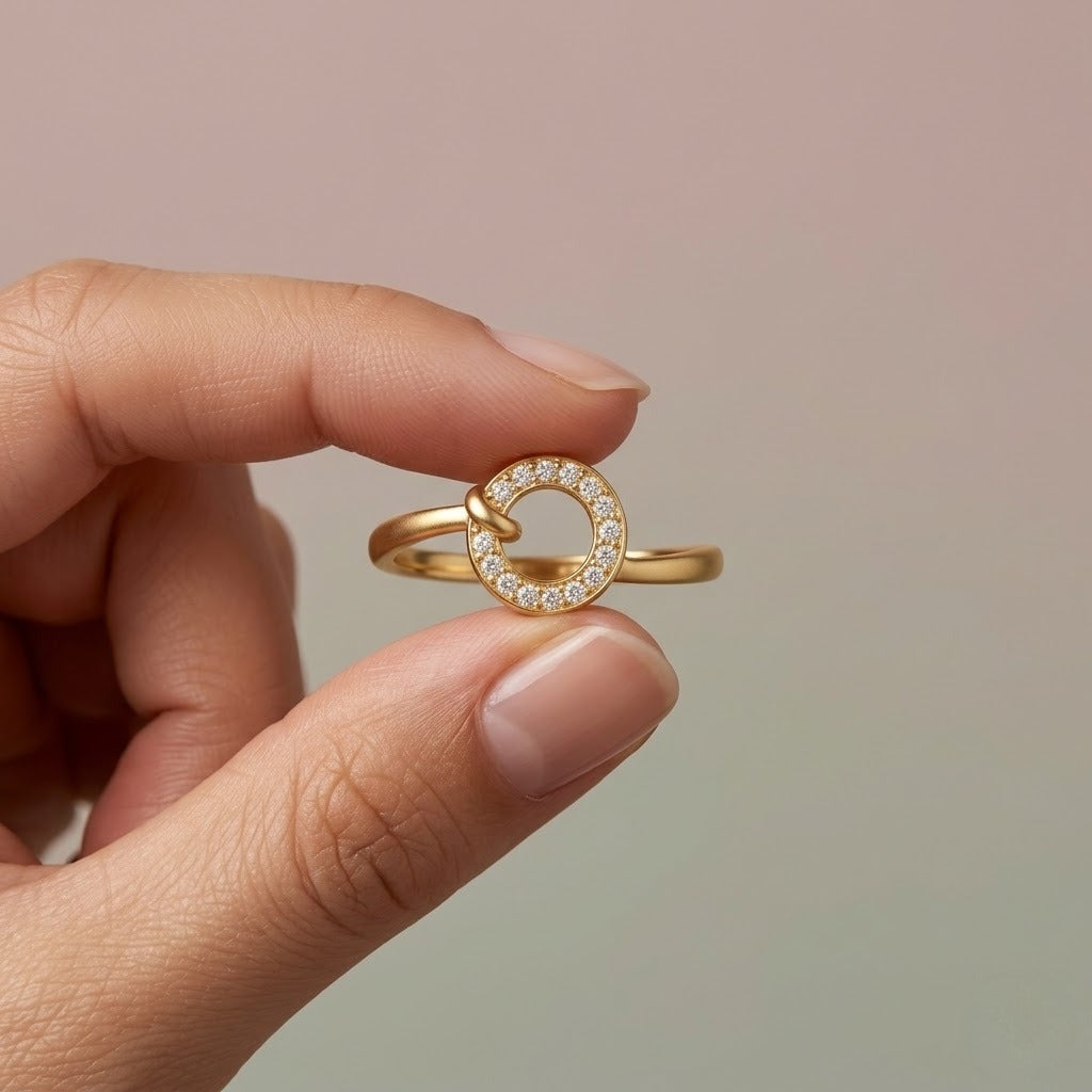 Modern Gold Circular Diamond Ring