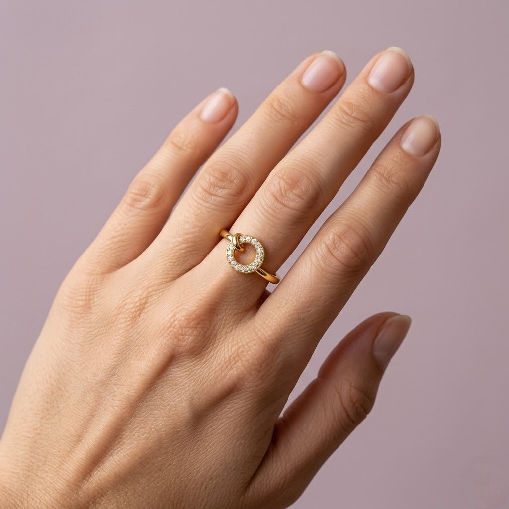 Modern Gold Circular Diamond Ring