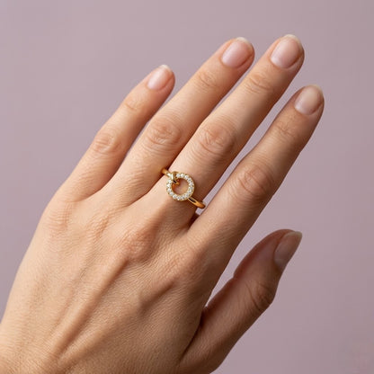 Modern Gold Circular Diamond Ring