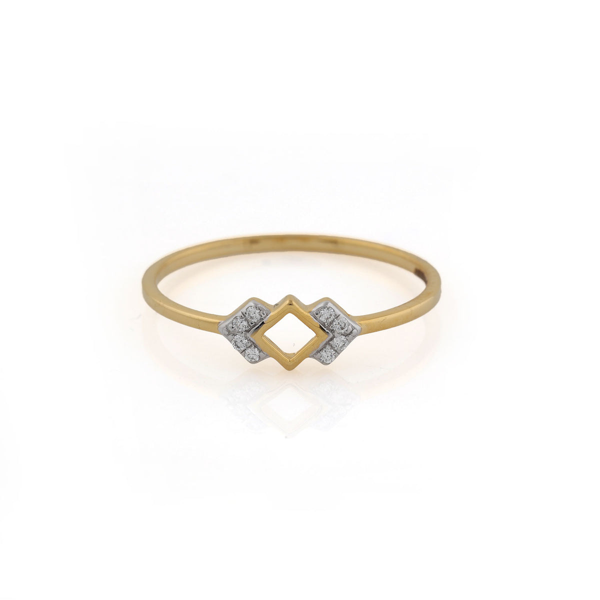 Diamond Framed Square Diamond Gold ring