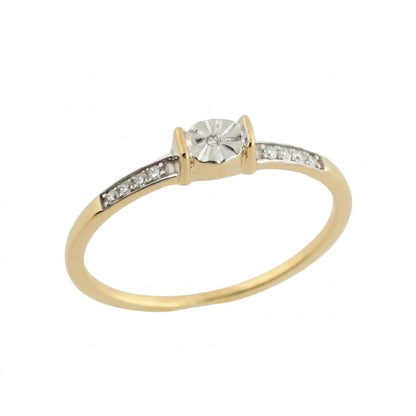 Starburst solitaire diamond gold ring