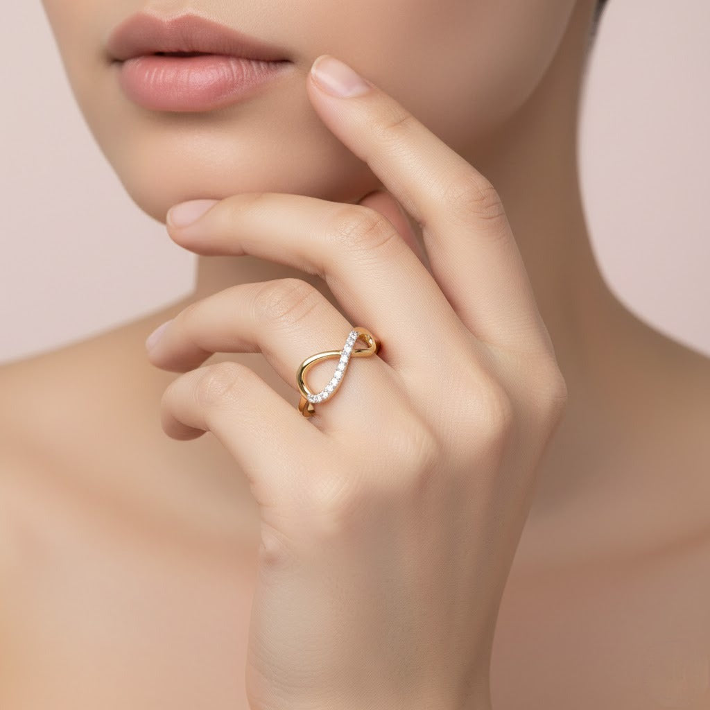 Infinity Line Diamond Gold Ring