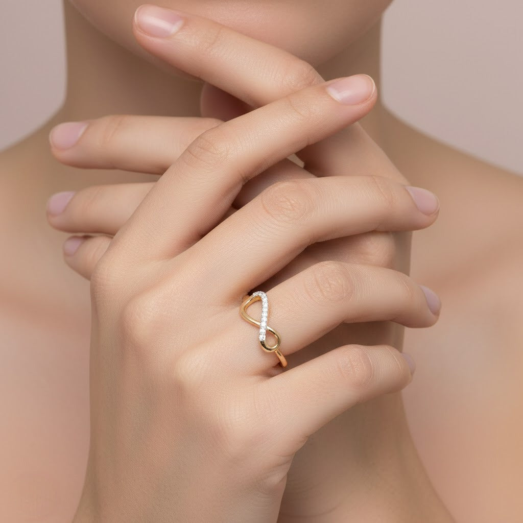 Infinity Line Diamond Gold Ring